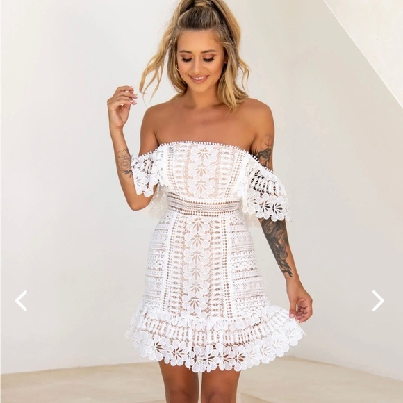 Tallulah Off shoulder white lace dress xs NWT selfie Leslie - Picture 1 of 11